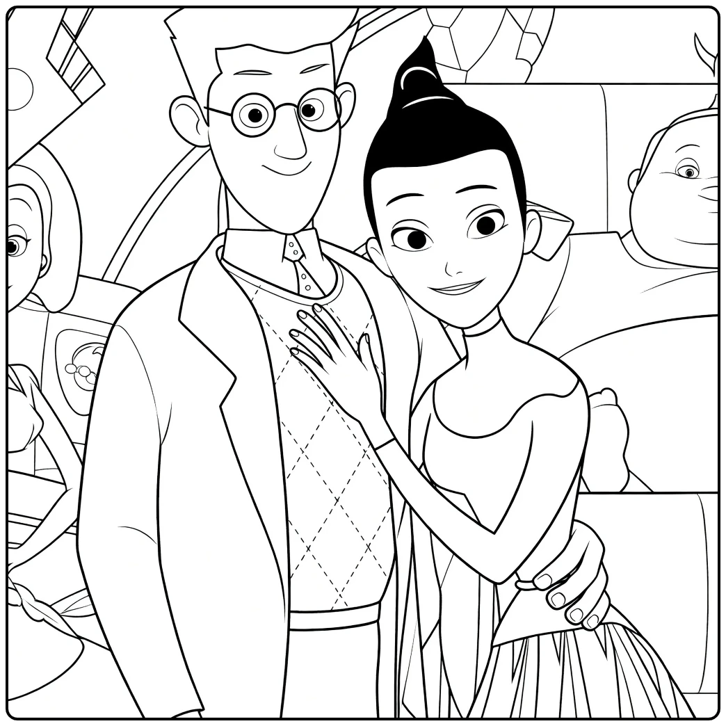 Meet the Robinsons Kleurplaat met Lewis en Franny