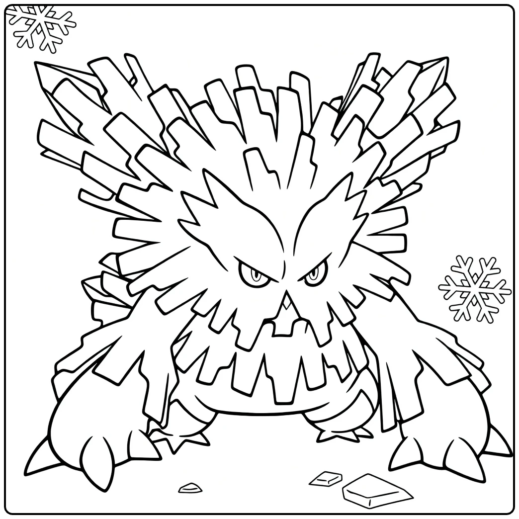 Mega Abomasnow Kleurplaat - ijsmonster te kleuren