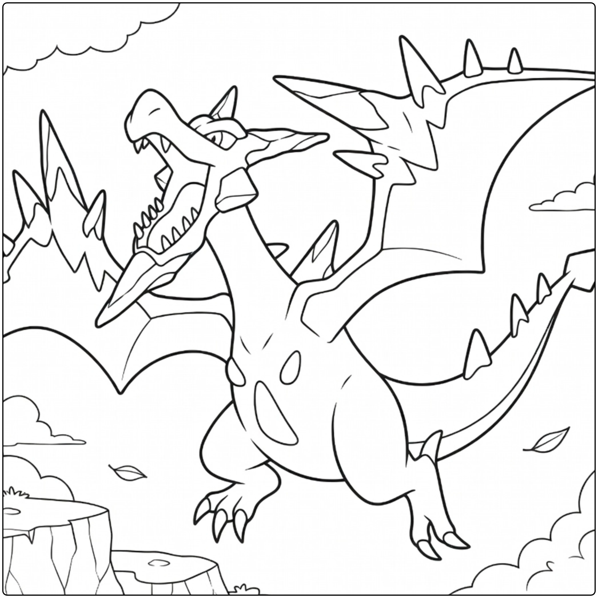 Mega Aerodactyl Kleurplaat vliegende Pokémon draak