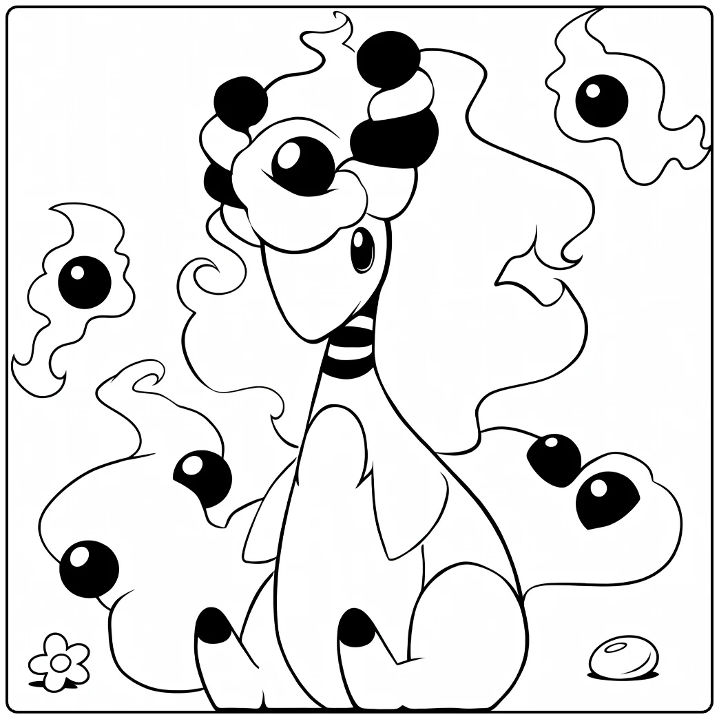 Mega Ampharos Kleurplaat met vonken en orbs