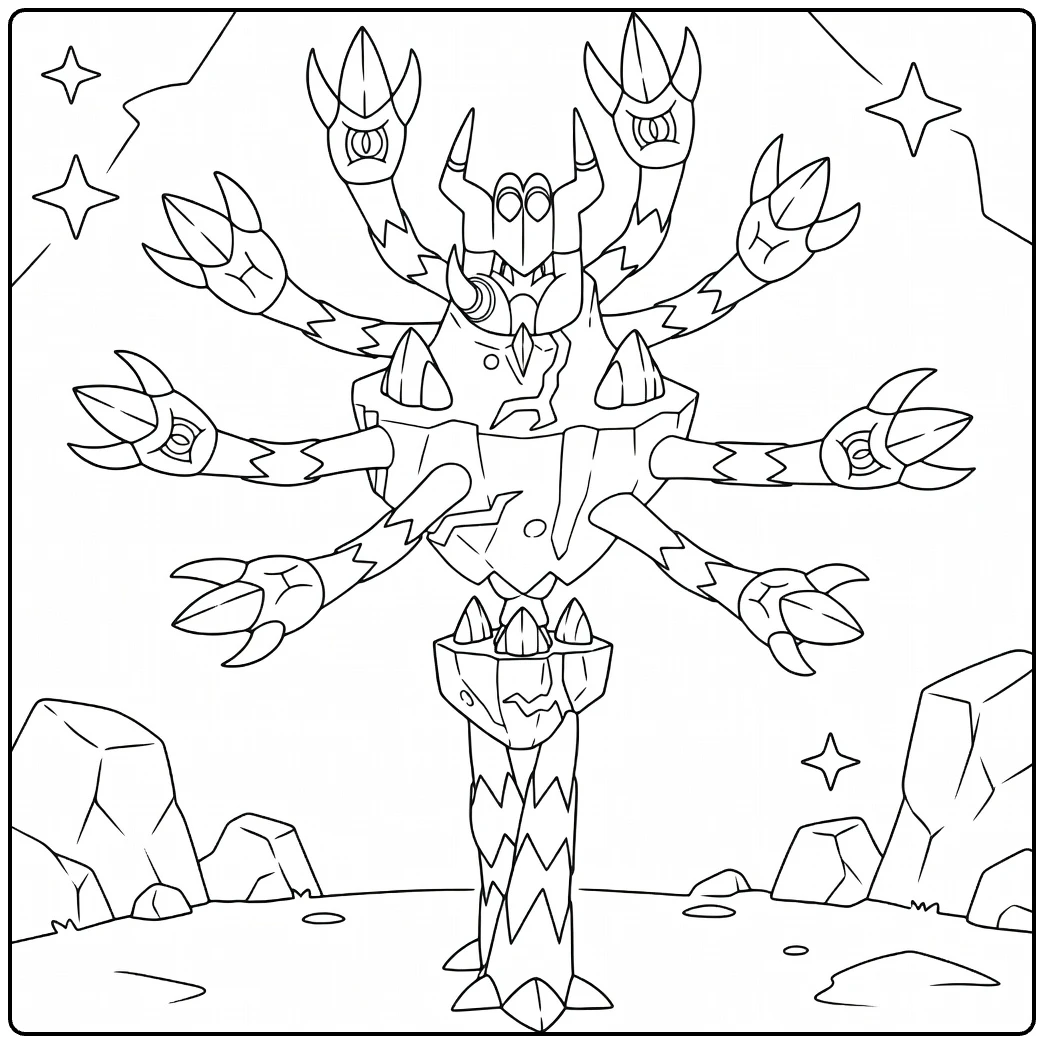 Mega Barbaracle Kleurplaat - stoer rotsmonster te kleuren
