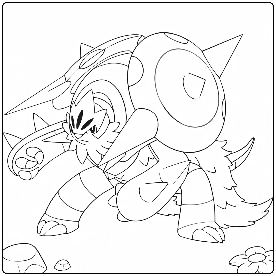 Mega Chesnaught Kleurplaat: stoere mega Pokémon te inkleuren