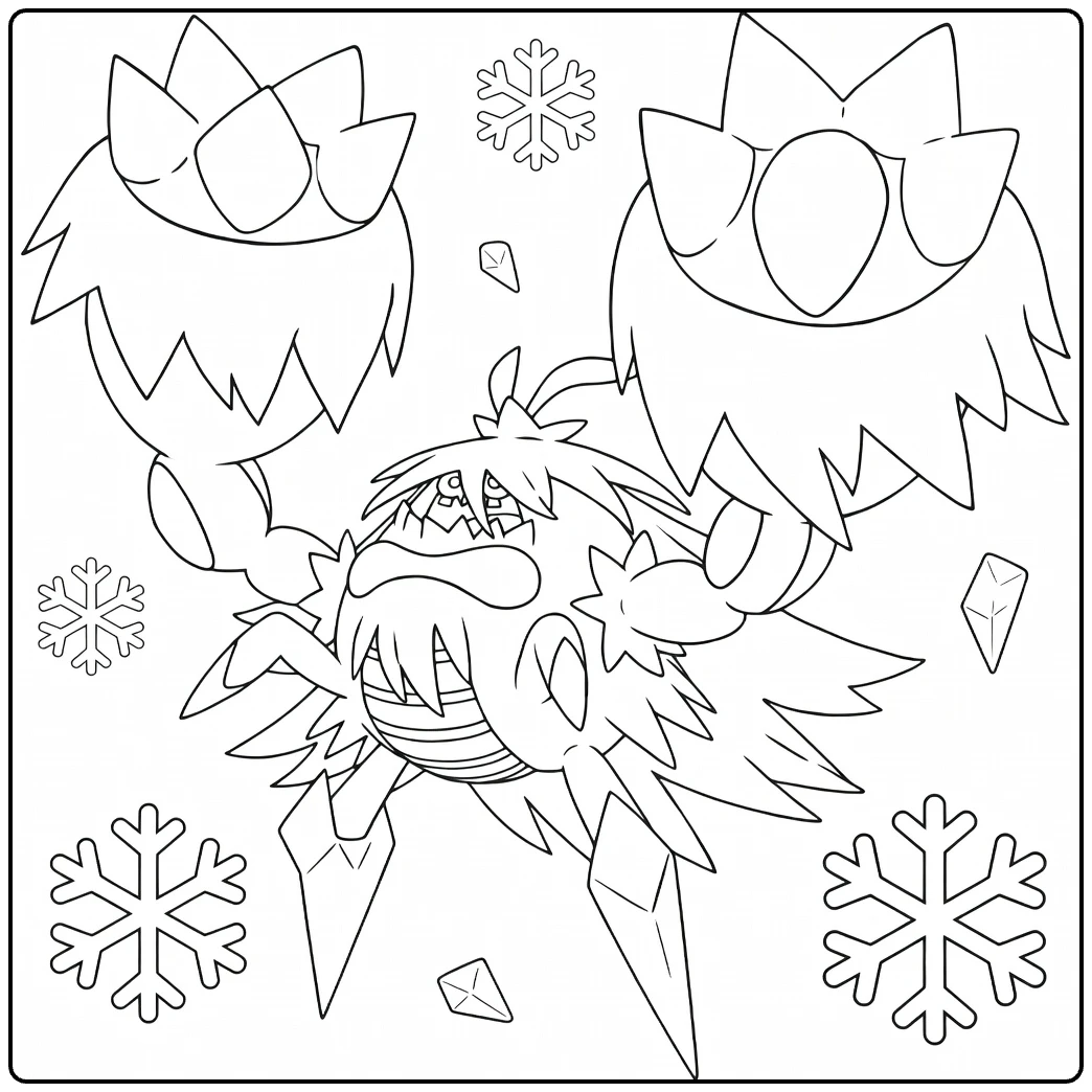 Mega Crabominable Kleurplaat met sneeuw en ijs