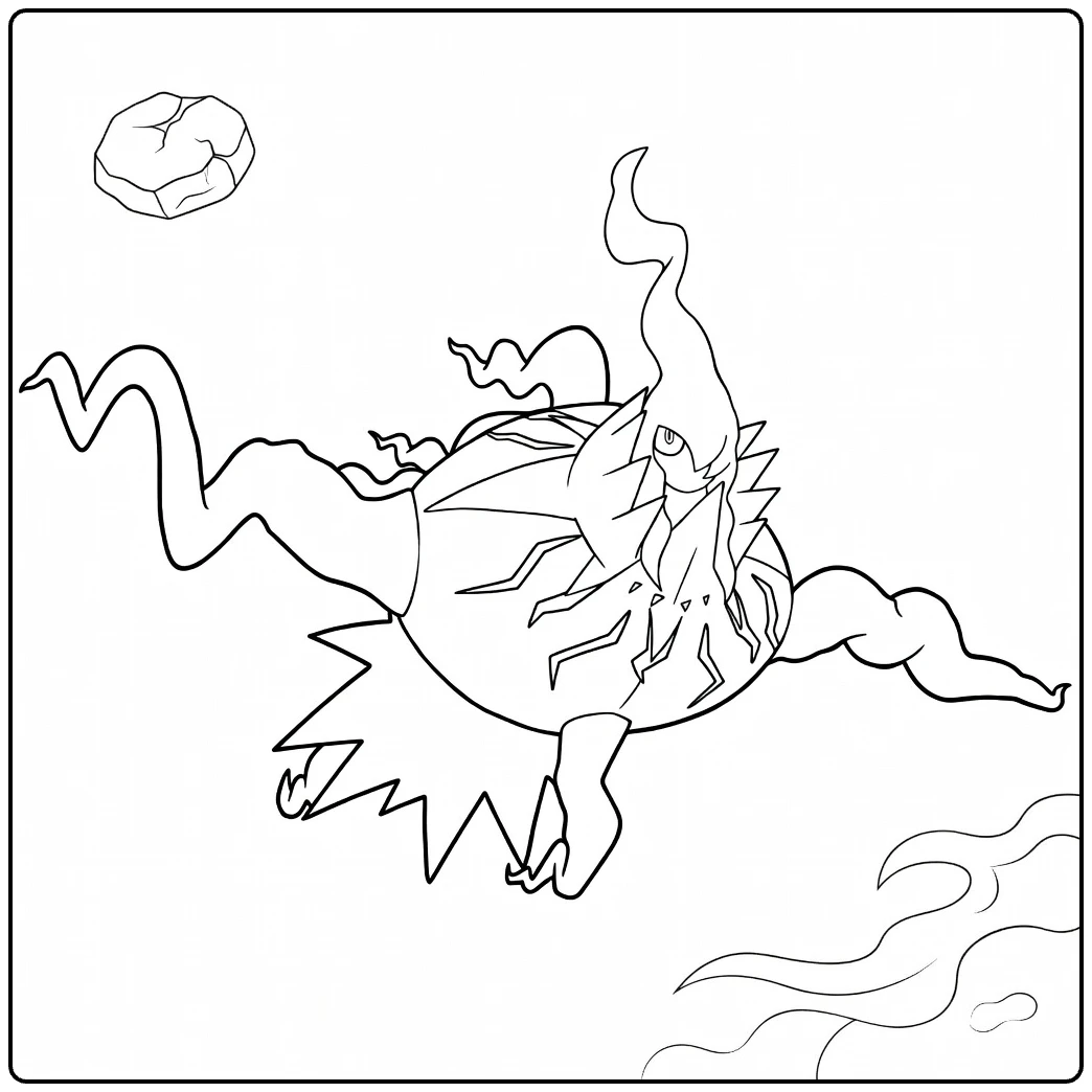 Mega Darkrai Kleurplaat: machtige Pokémon met vlammen