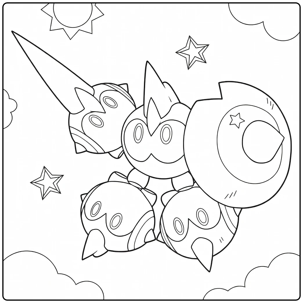 Mega Falinks Kleurplaat Pokémon krijgers in formatie