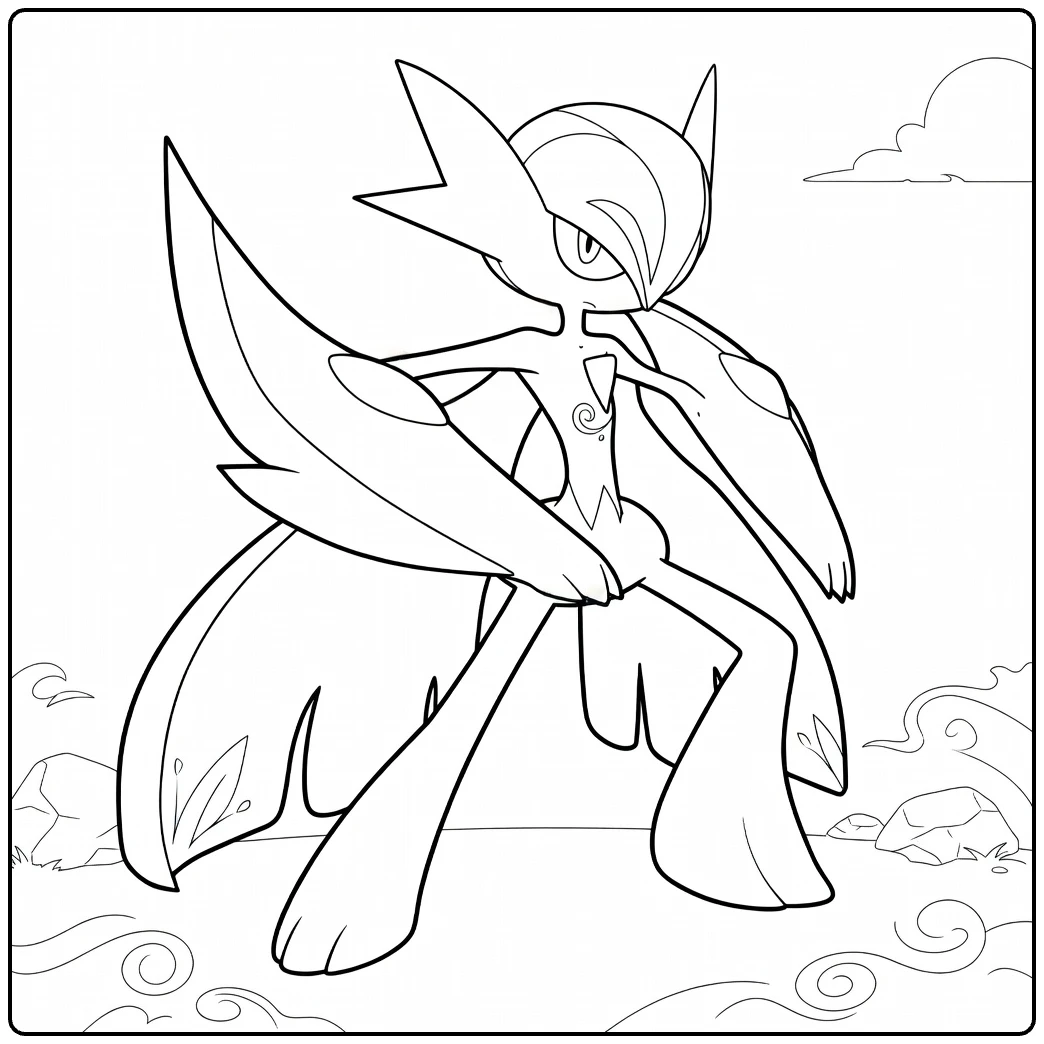 Mega Gallade Kleurplaat: stoere Pokémon in actiepose