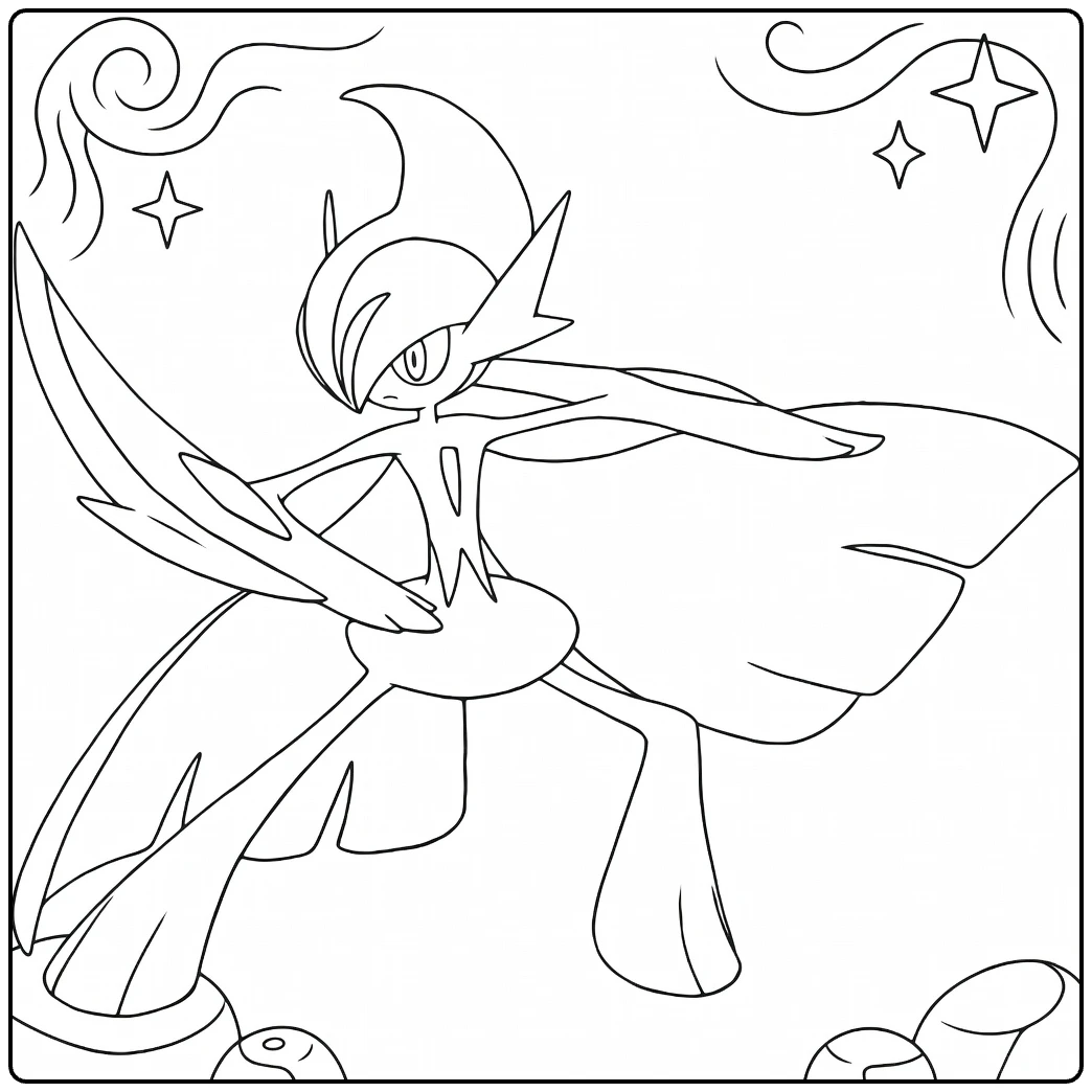 Mega Gallade Kleurplaat - Krachtige Pokémon pose