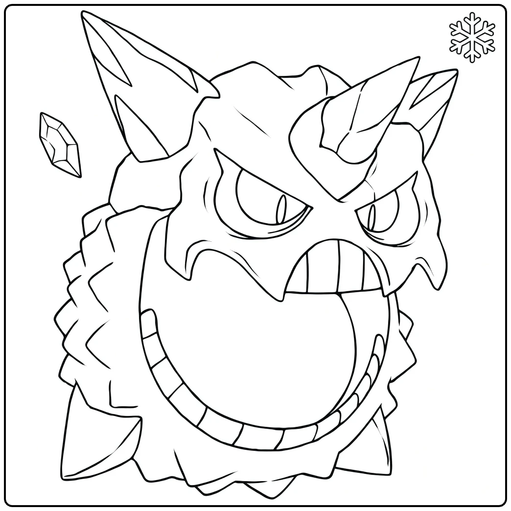 Mega Glalie Kleurplaat - Ijzige Pokémon lijntekening