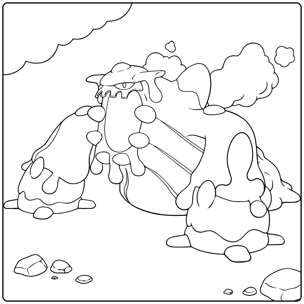 Mega Heatran Kleurplaat - Vurige lava Pokémon om te kleuren