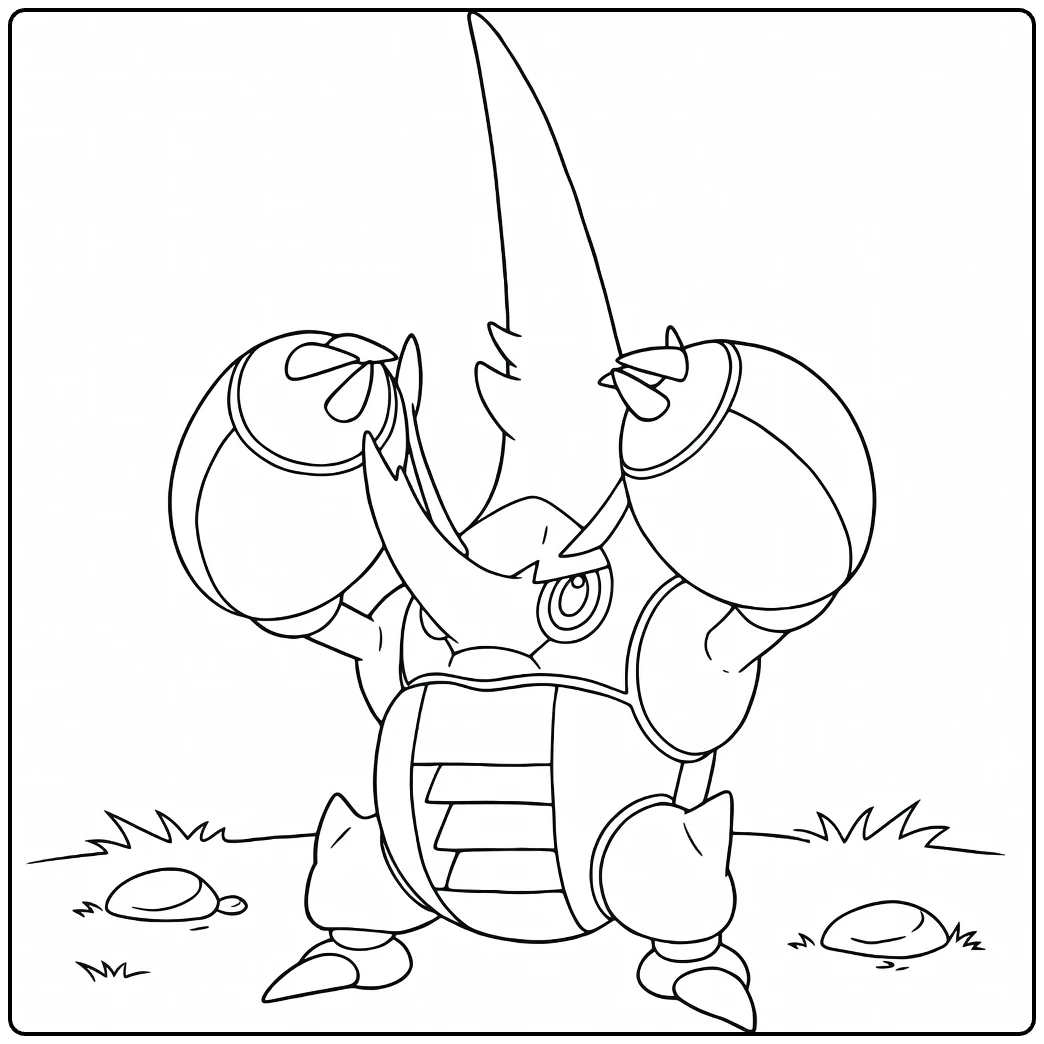 Mega Heracross Kleurplaat - stoere Pokémon outline te kleuren