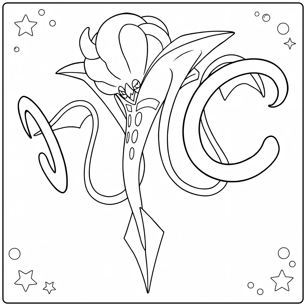 Mega Malamar Kleurplaat: Pokémon inktvis te kleuren