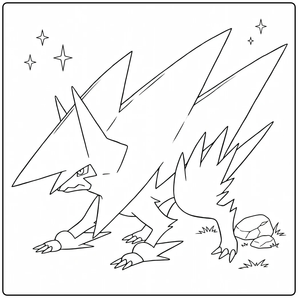 Mega Manectric Kleurplaat: stoere Pokémon met bliksems