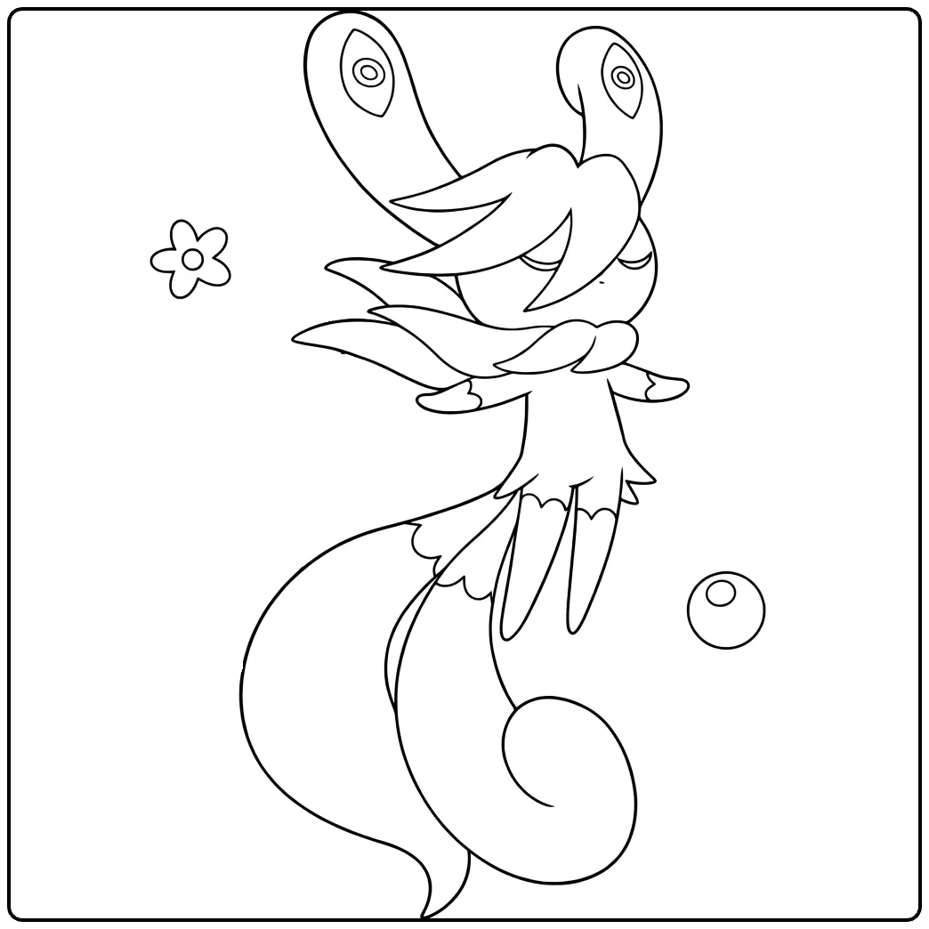 Mega Meowstic Kleurplaat: schattige Pokémon met vleugels