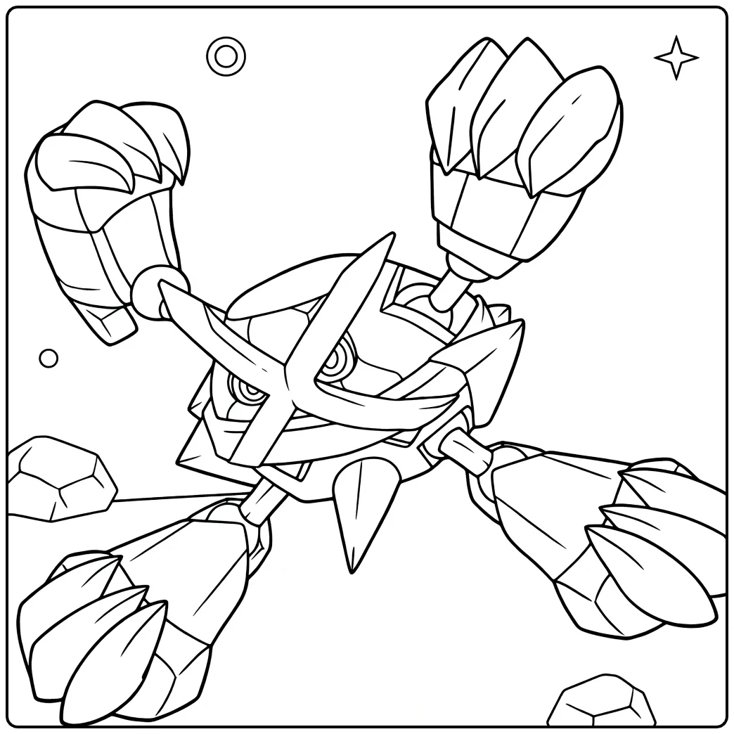 Mega Metagross Kleurplaat - stoere Pokémon in actiepose