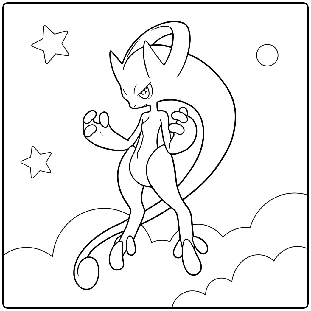Mega Mewtwo Y Kleurplaat Pokémon sterrenwolken