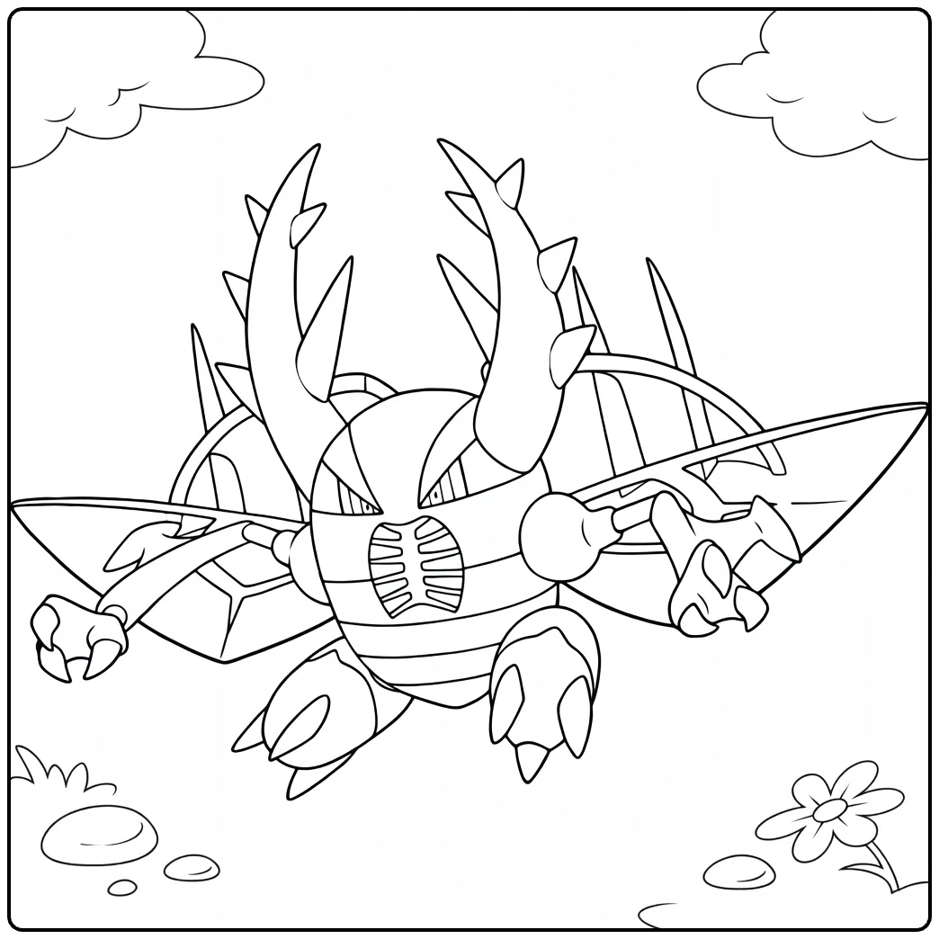 Mega Pinsir Kleurplaat: stoere mega Pokémon met klauwen