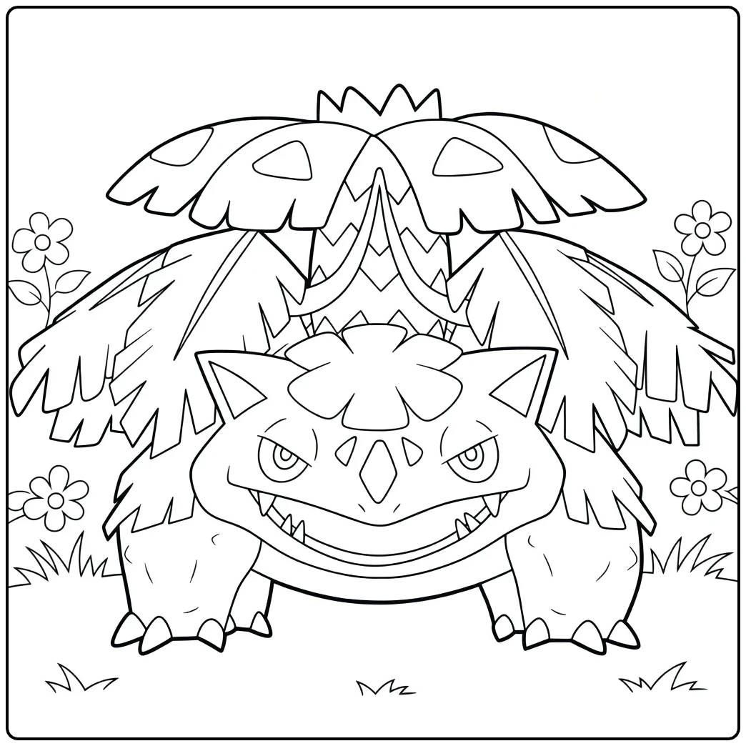 Mega Venusaur Kleurplaat: krachtige Pokémon met reusbloem