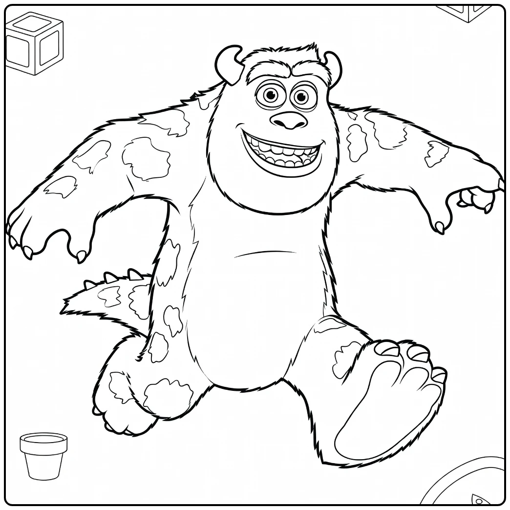 Monsters En Co Kleurplaat Mike Wazowski springend