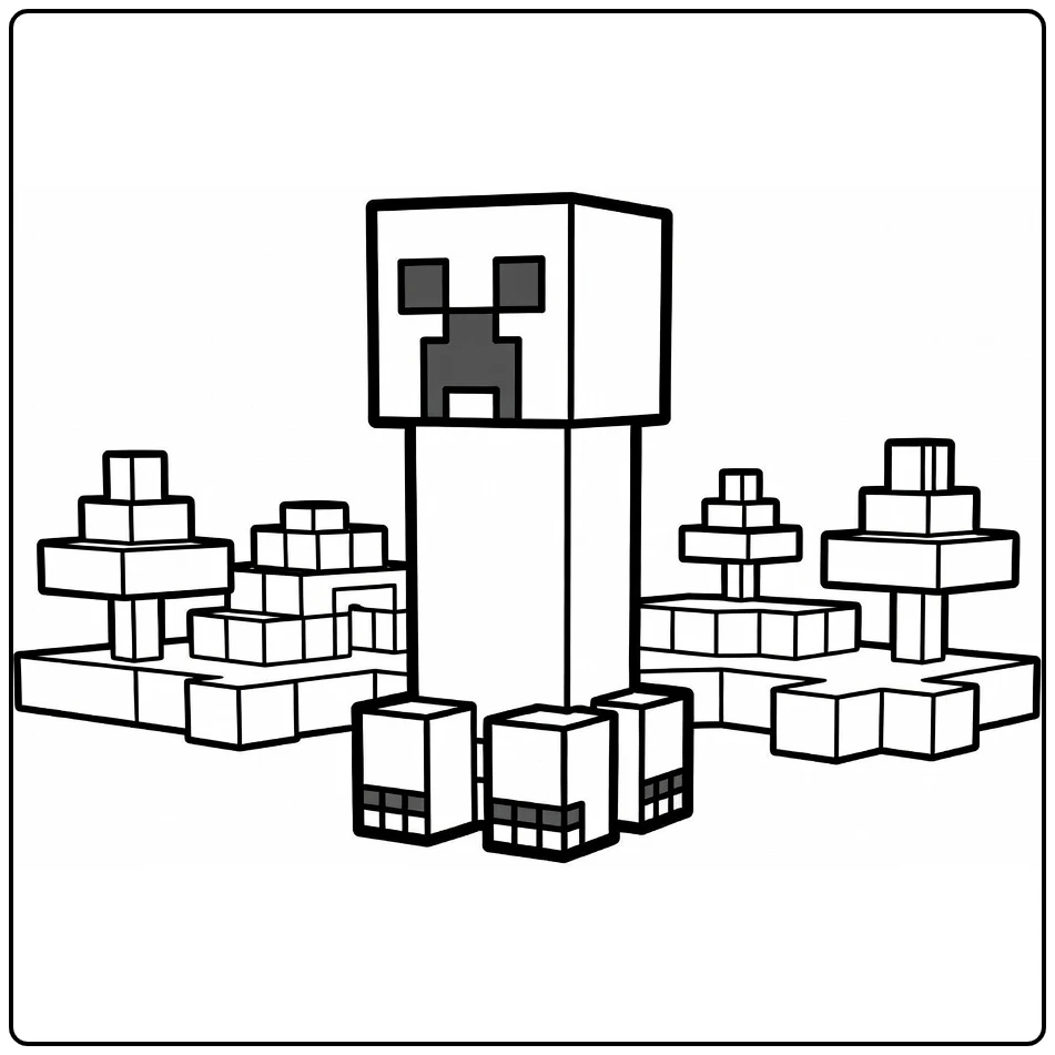 minecraft creeper kleurplaat sneeuwbiom iglo dennen