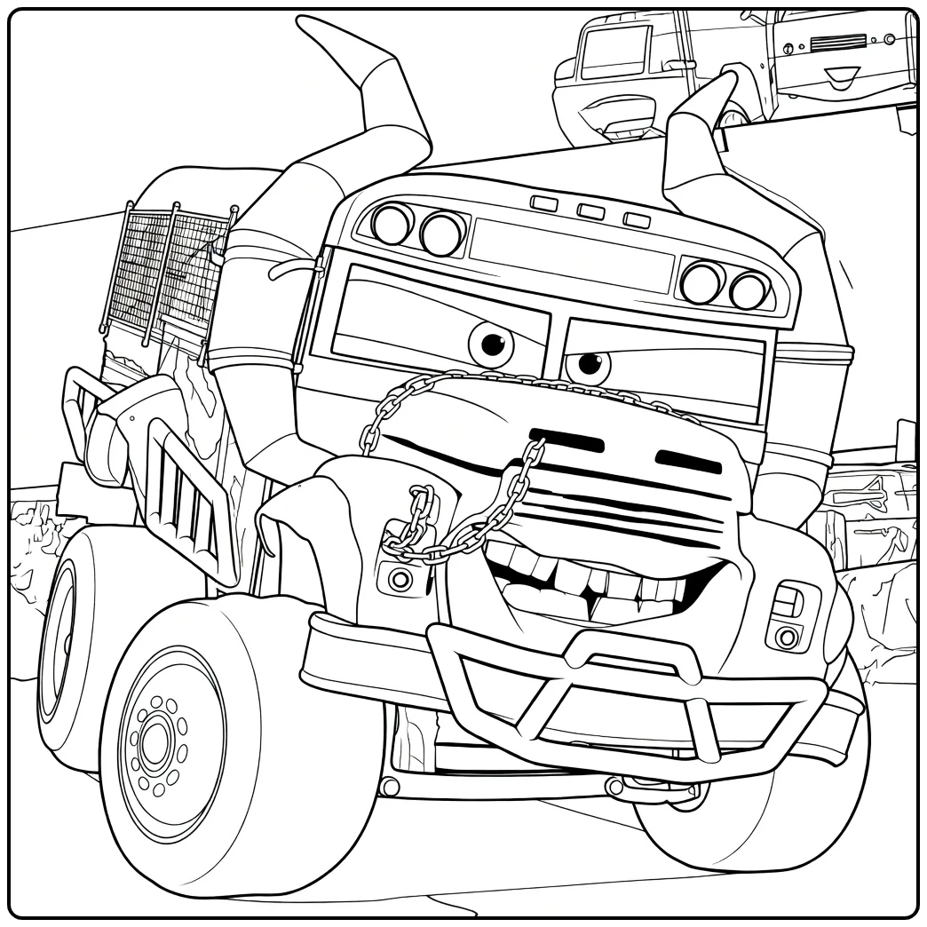 Miss Fritter Kleurplaat Cars 3 demolitie bus truck