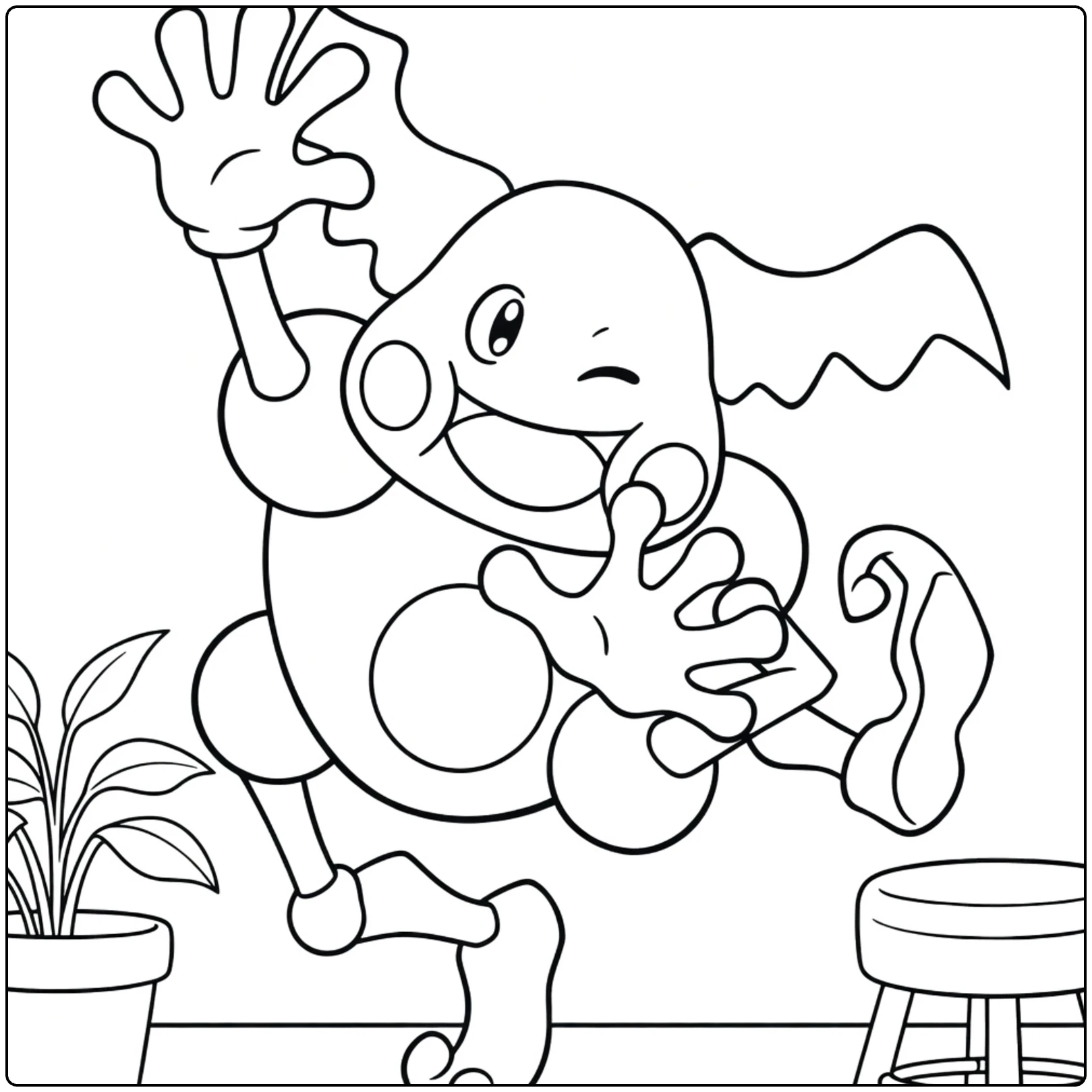 Mr. Mime Kleurplaat: blije dansende Pokémon