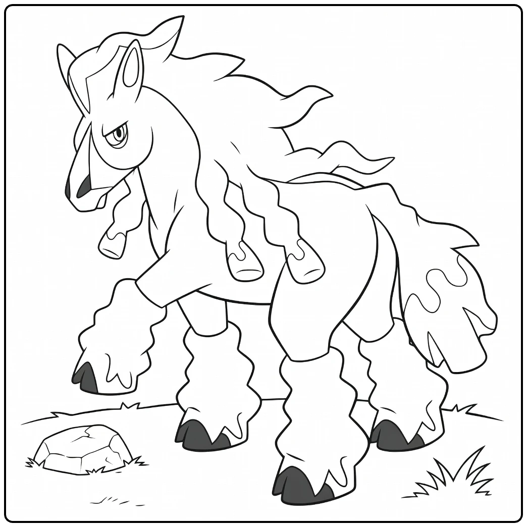 Mudsdale Kleurplaat: stoer modderpaard Pokémon