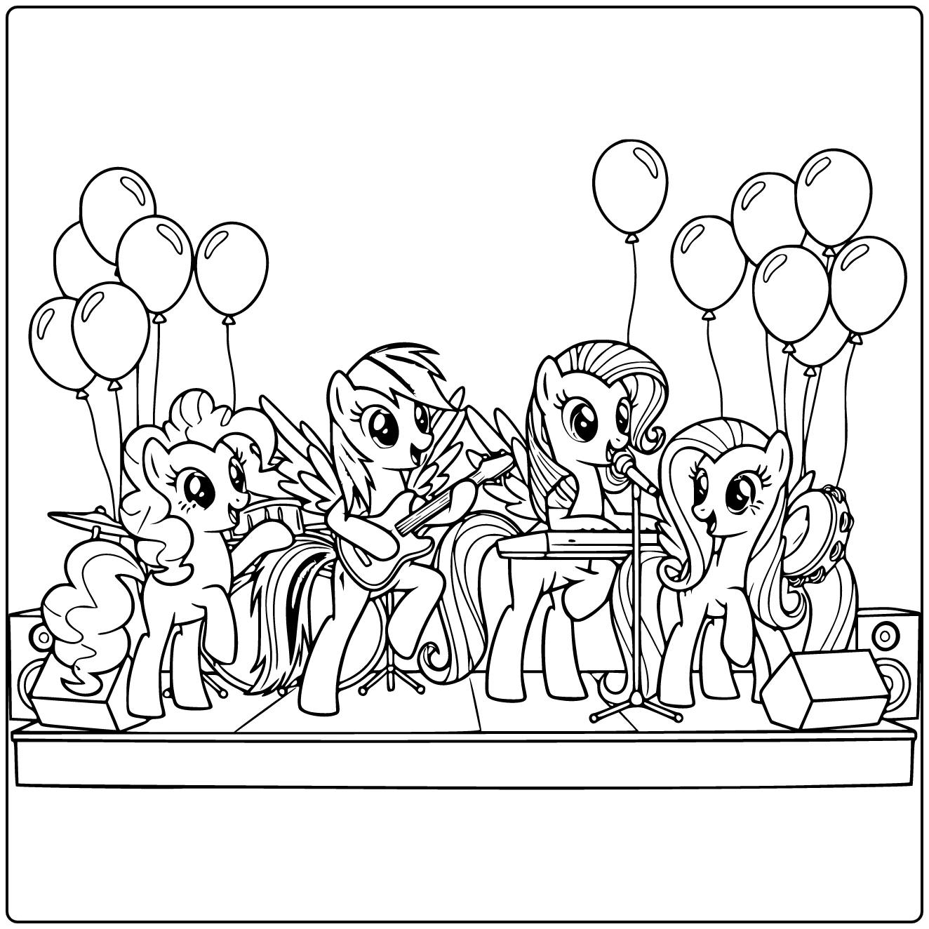 kleurplaat my little pony Pinkie Pie Rainbow Dash Rarity Fluttershy