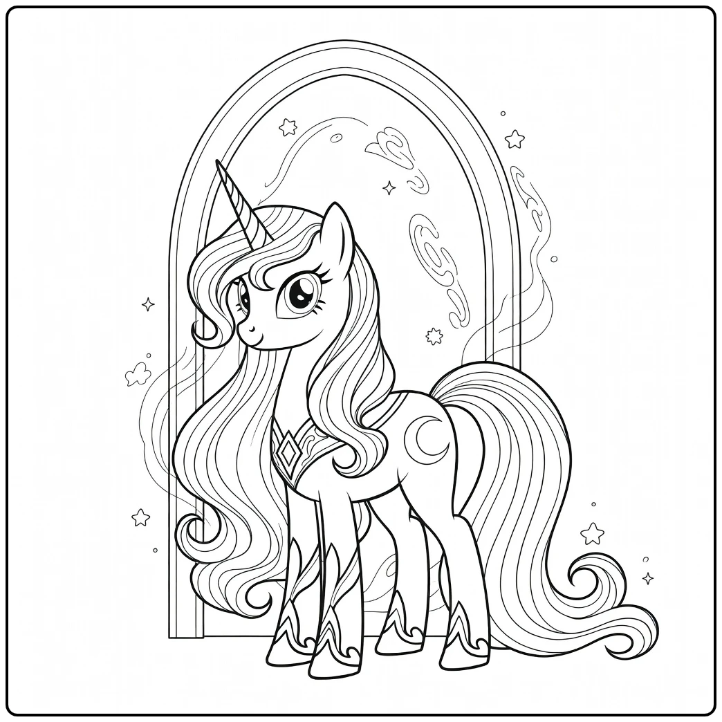 Kleurplaat my little pony princess luna met sterrman en hoorn
