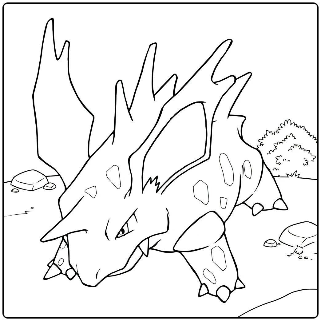 Nidorino Kleurplaat: boze Pokémon met stekels