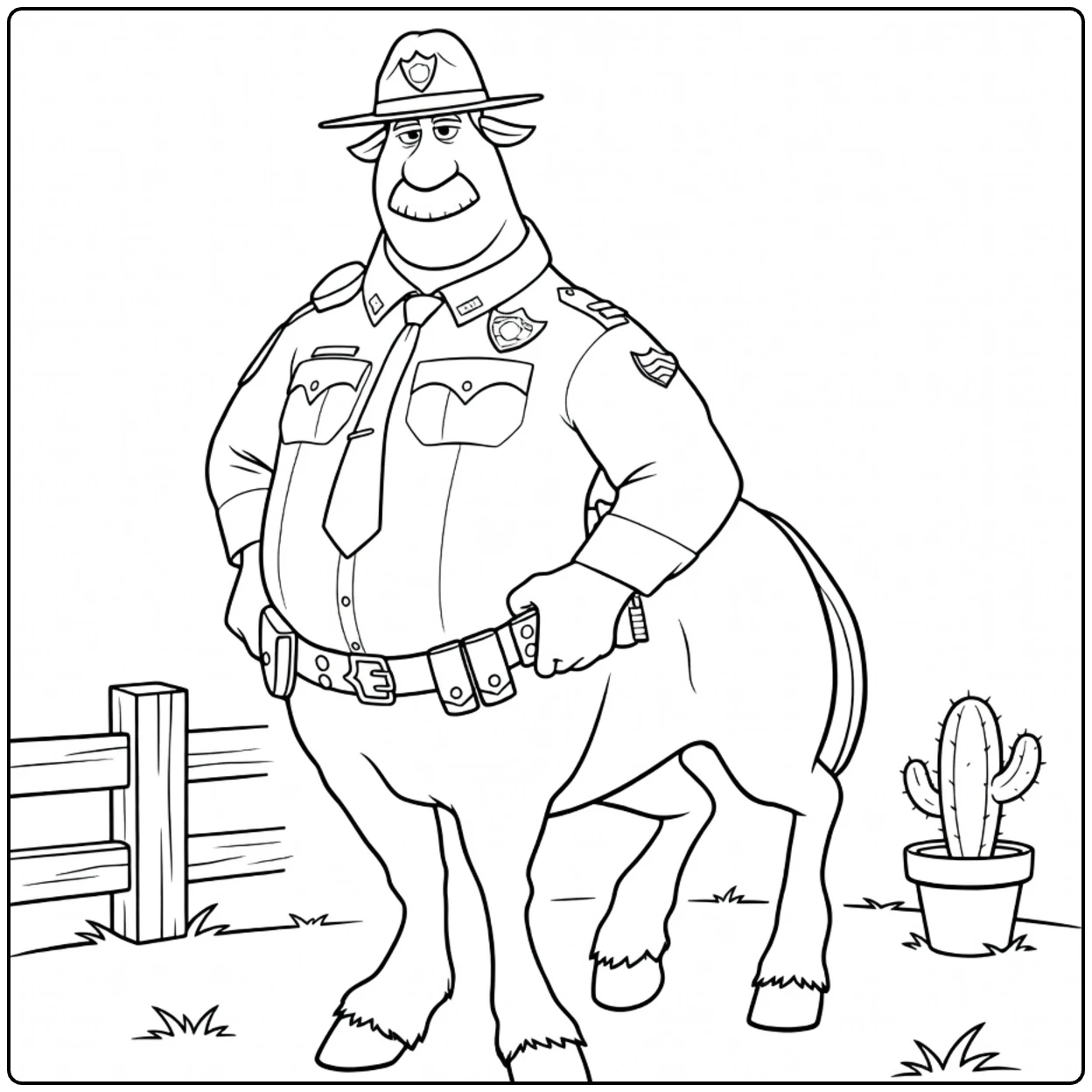 Officer Colt Bronco Kleurplaat van politie paard agent