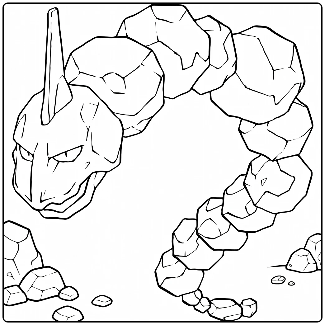 Onix Kleurplaat Pokémon rotsige slang om in te kleuren