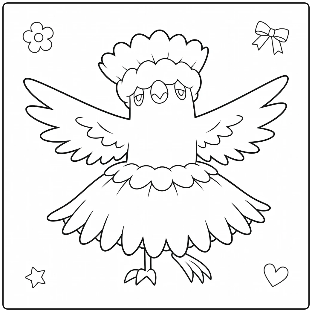 Oricorio Pa'u Style Kleurplaat Pokémon vogel