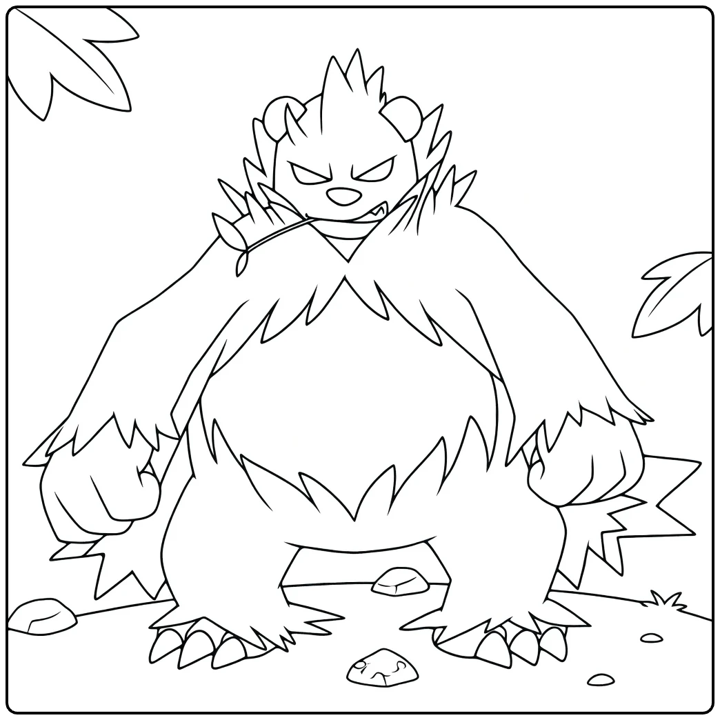 Pangoro Kleurplaat: boze Pokémon beer met spikes