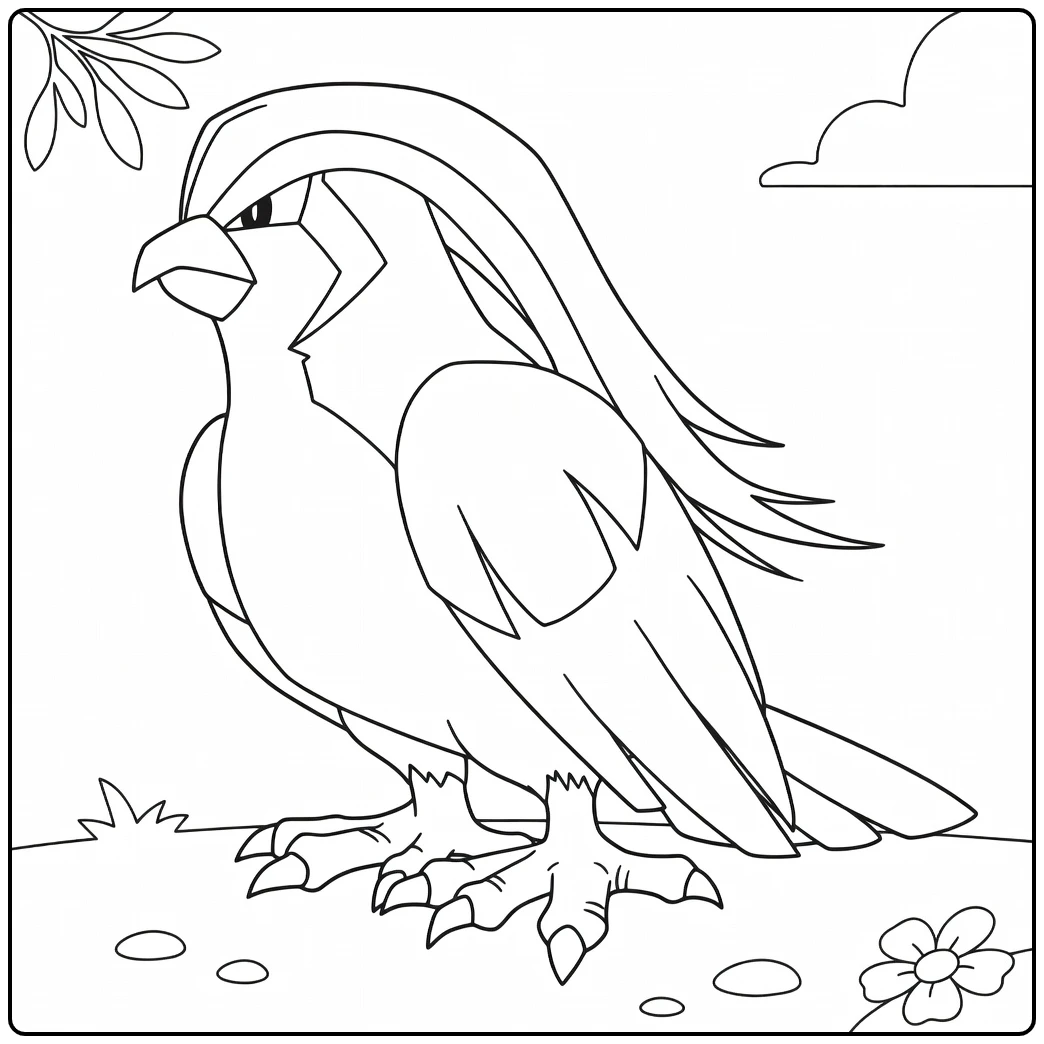 Pidgeot Kleurplaat: stoere Pokémon-vogel met kuifveren