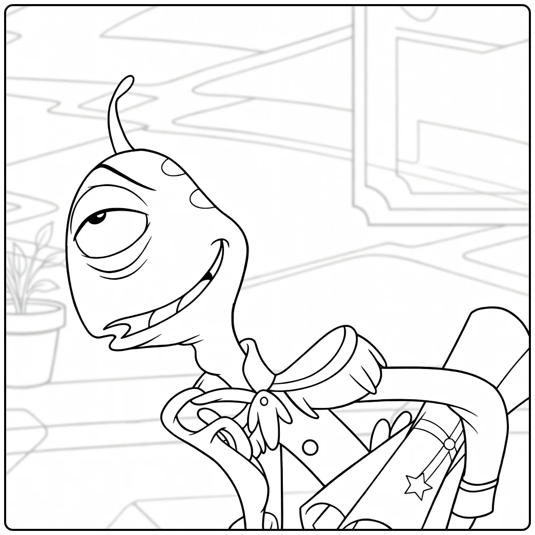 Pleakley Kleurplaat van vrolijke alien met rugzak