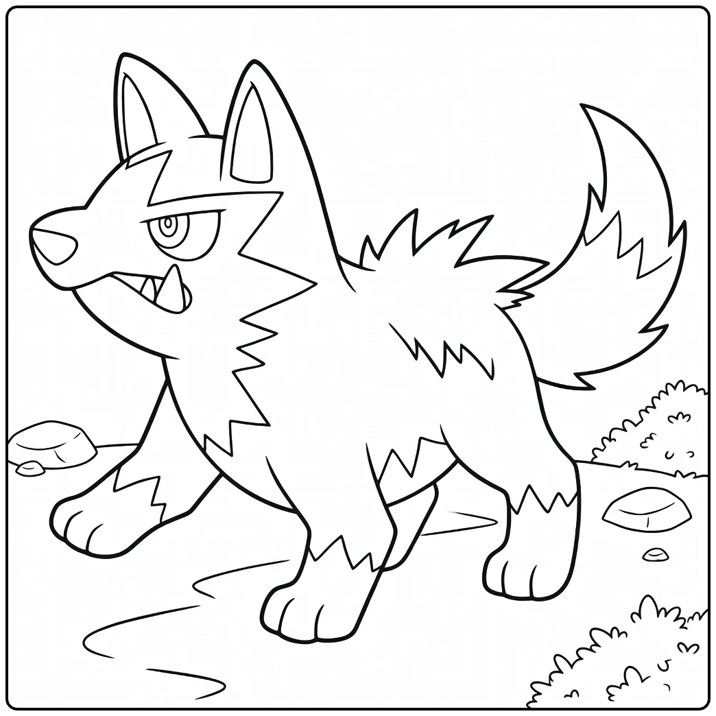 Poochyena Kleurplaat: grommende wolf Pokémon in actie