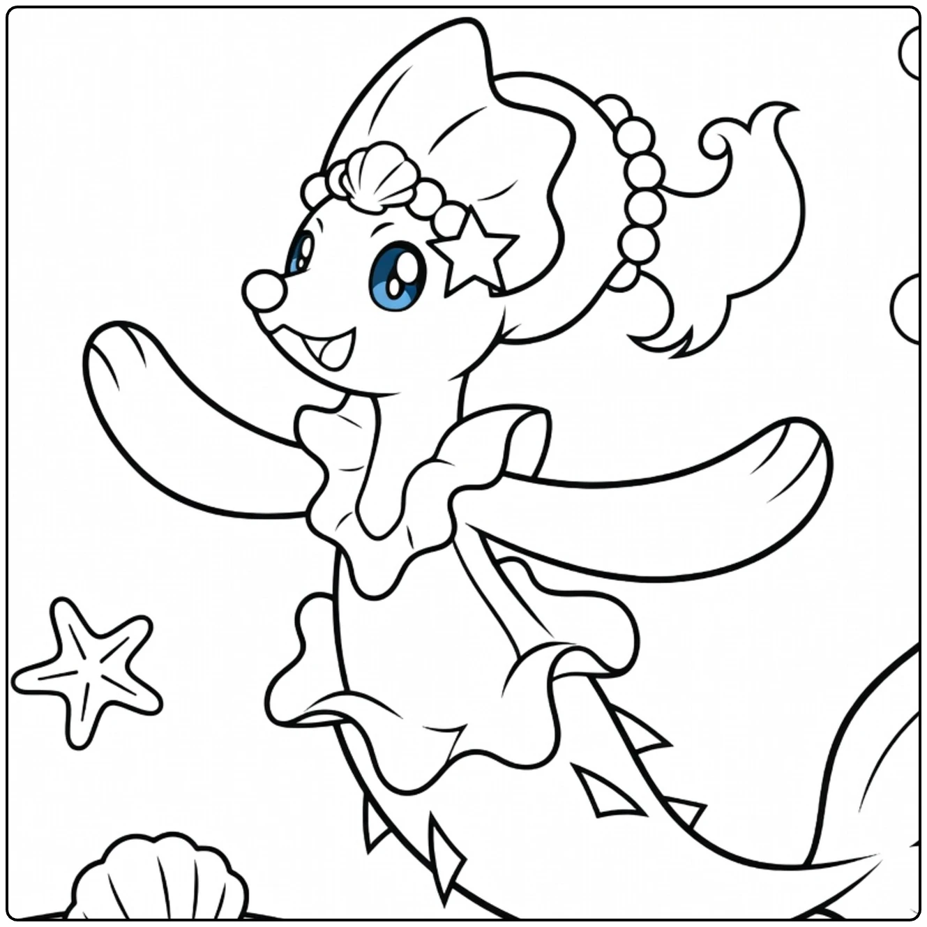 Primarina Kleurplaat: schattige zee-Pokémon om te kleuren