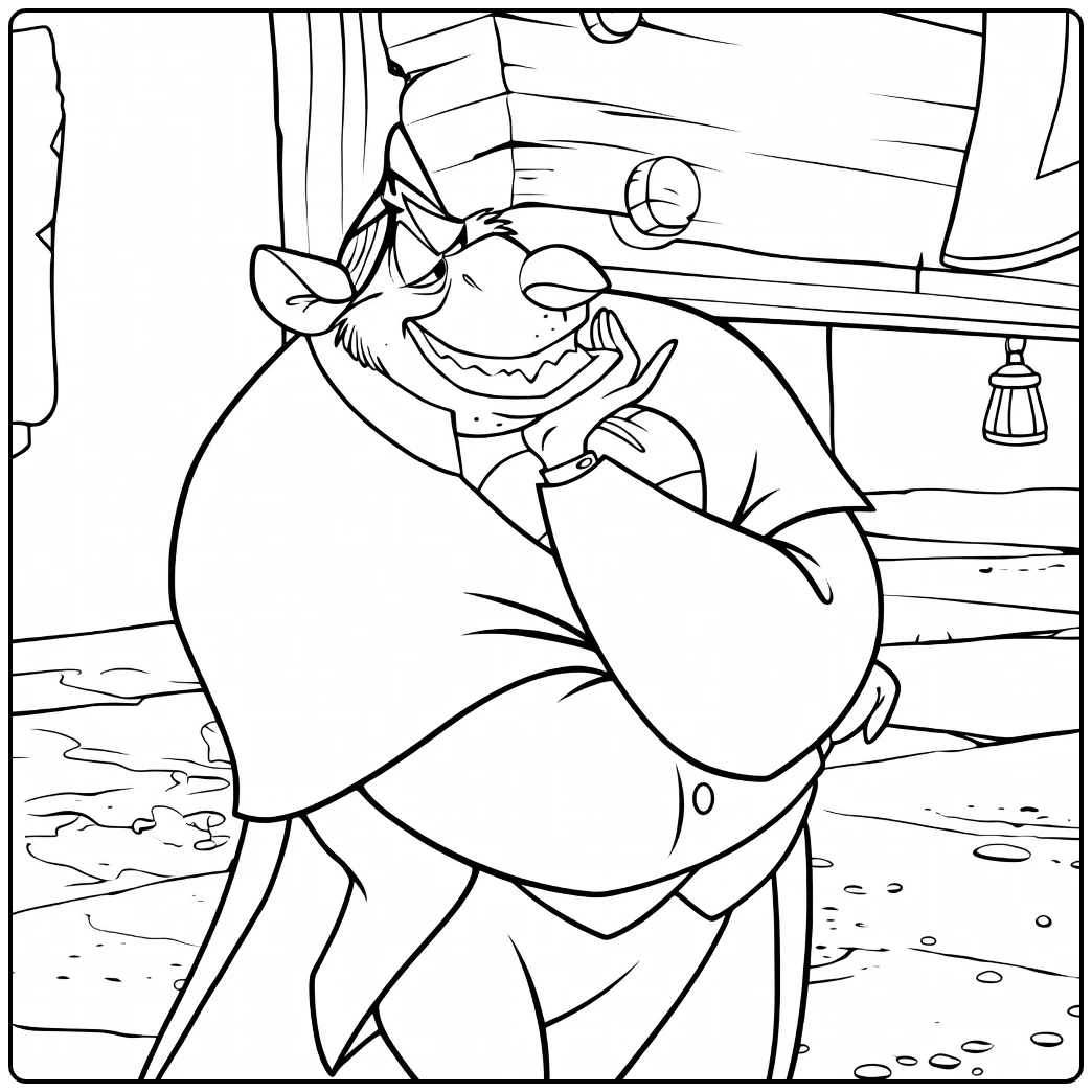 Professor Ratigan Kleurplaat van sluwe rat in pak