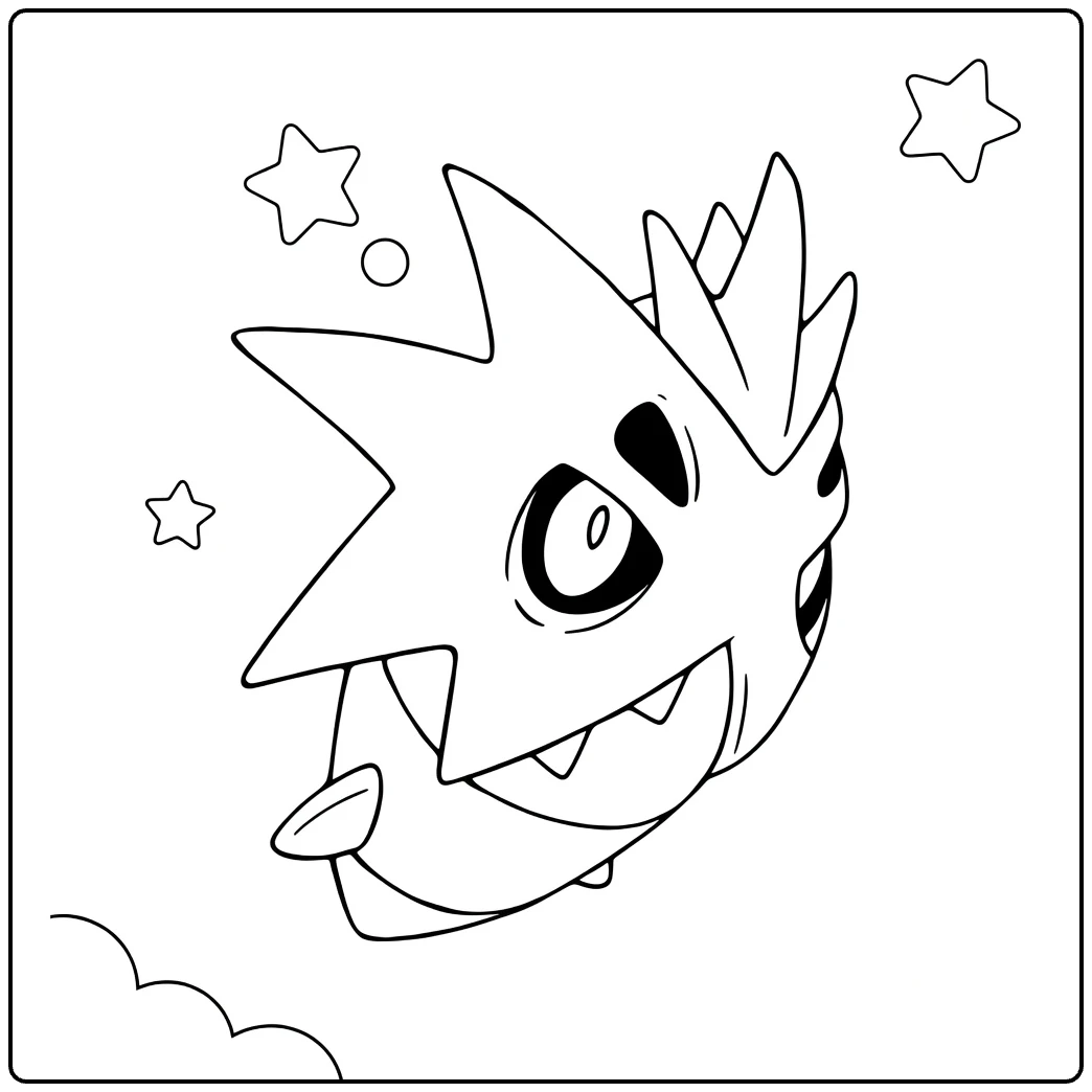 Pupitar Kleurplaat - Gratis Pokémon te kleuren met sterren