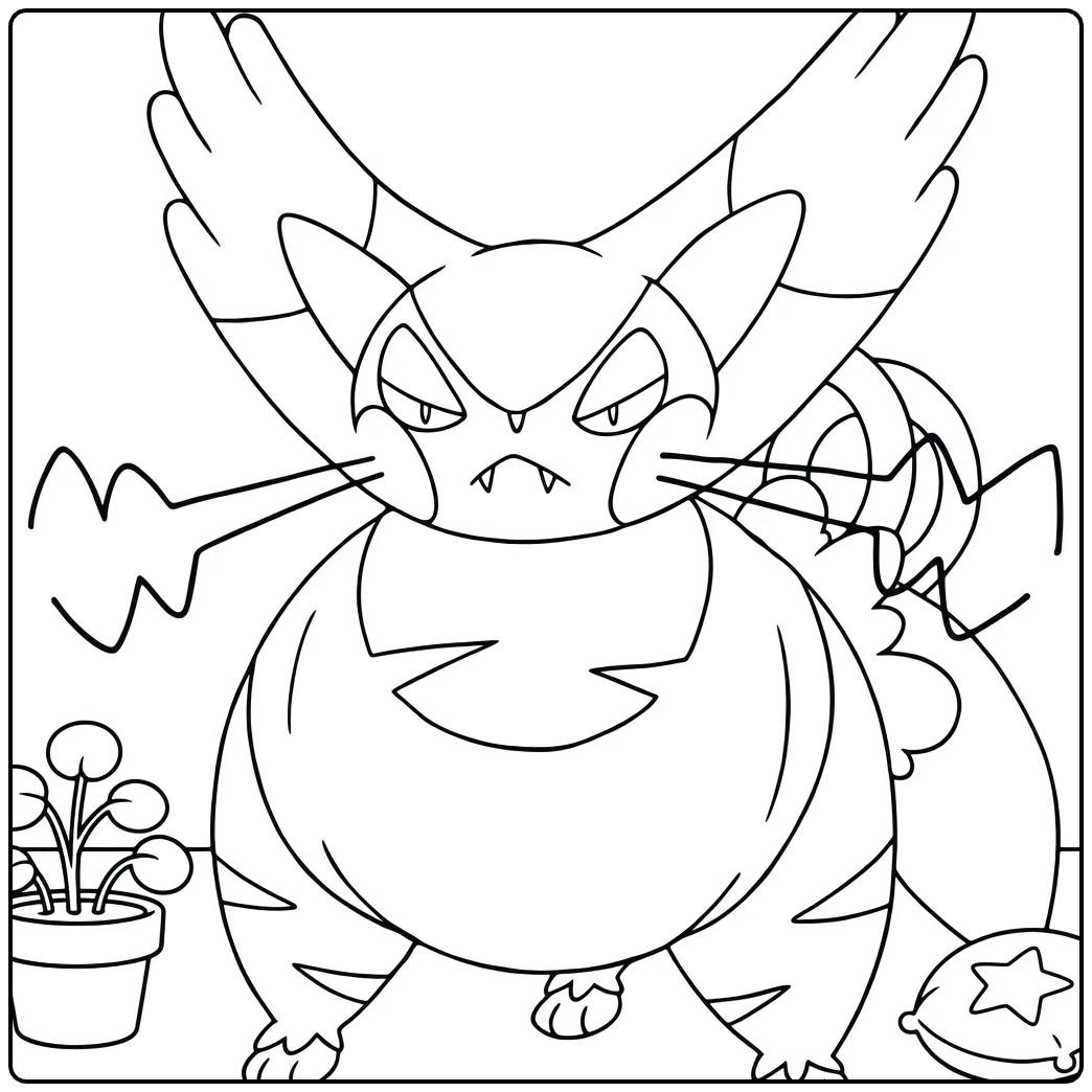 Purugly kleurplaat boze Pokémon met vleugels planten