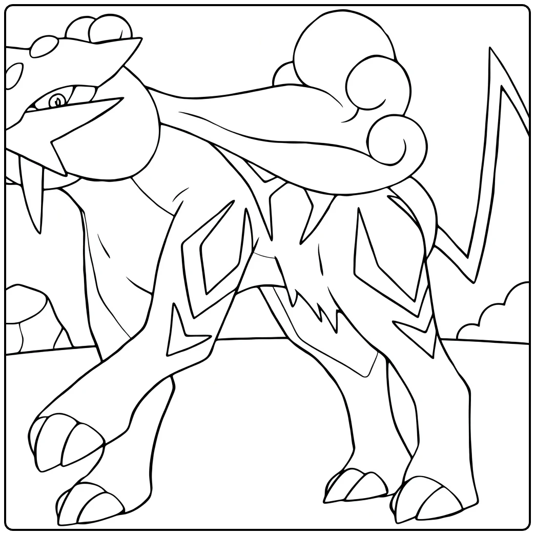 Raikou Kleurplaat: legendarische donder-Pokémon te kleuren
