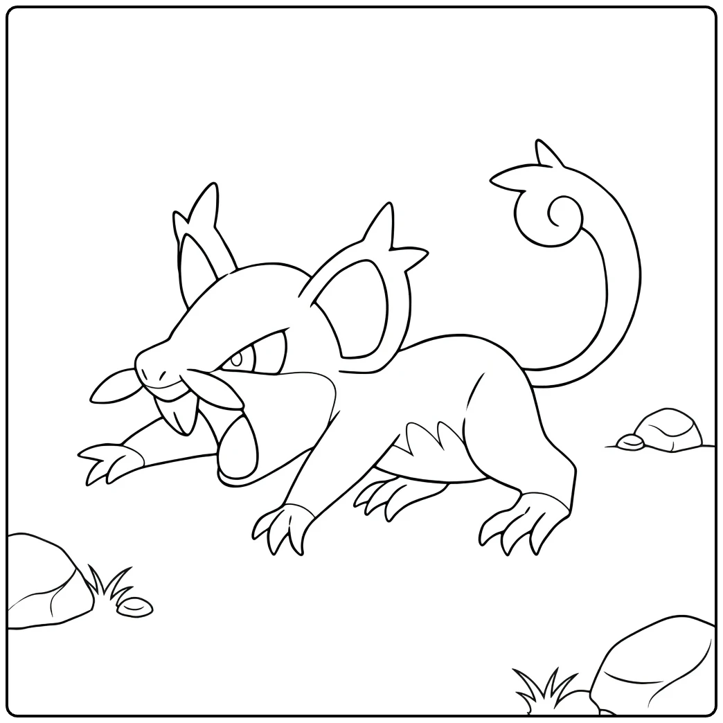Rattata Alolan Form Kleurplaat grommende rat Pokémon