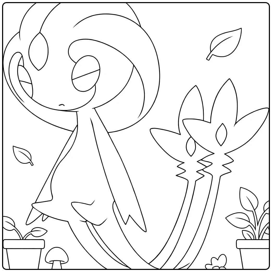 Rayquaza Kleurplaat Pokémon met planten en bladeren