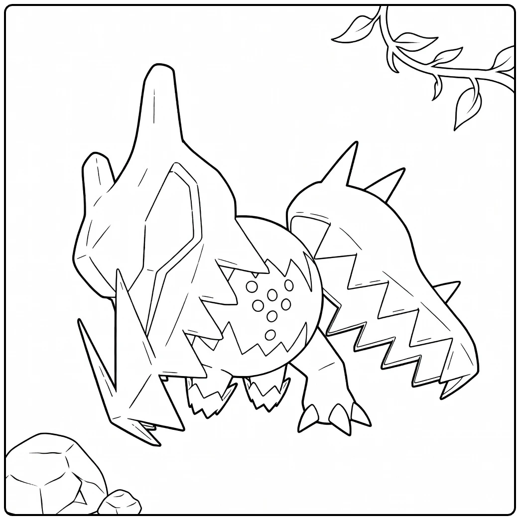 Regieleki Kleurplaat: kristallen Pokémon met spikes