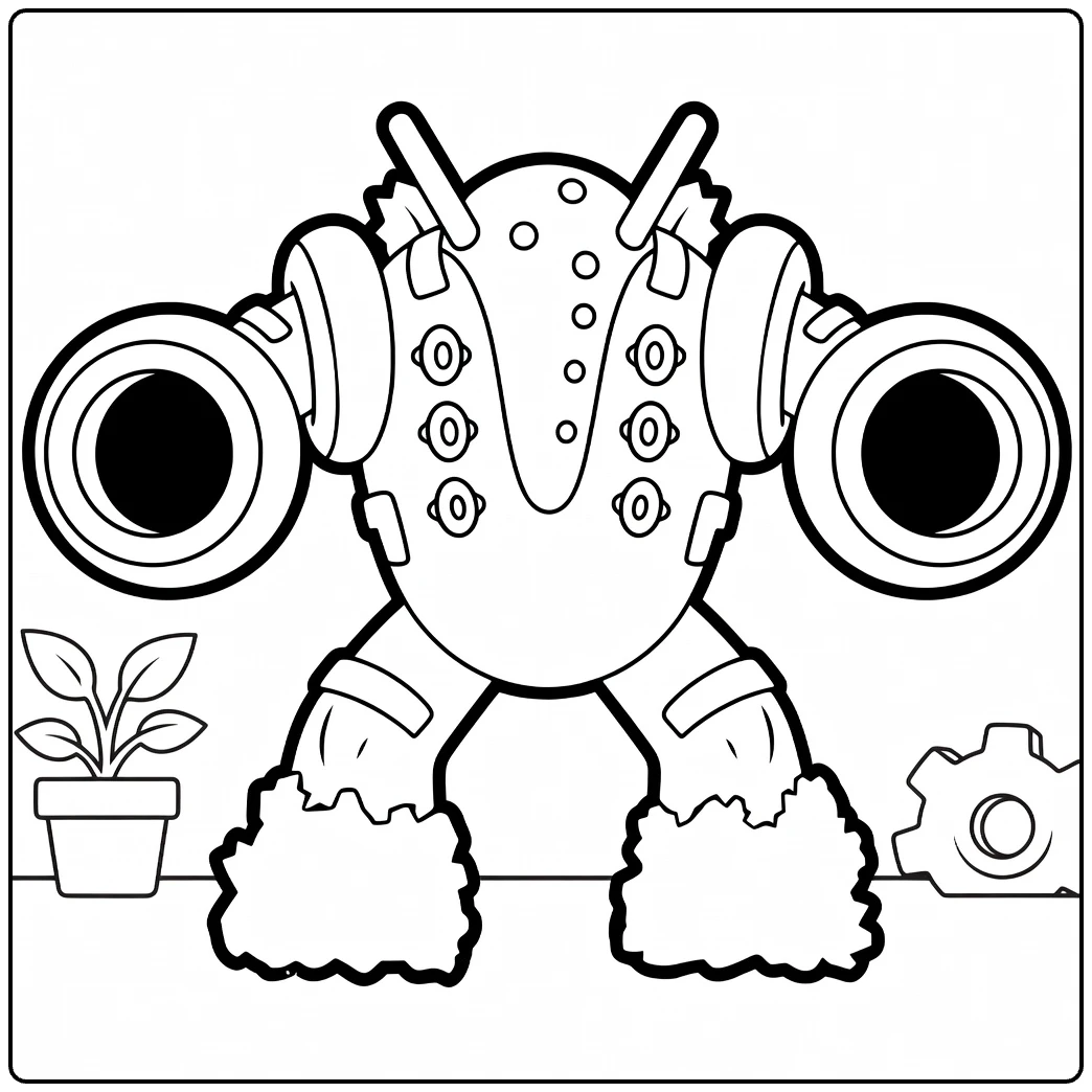 Regigigas kleurplaat: reusachtige Pokémon met kanonnen
