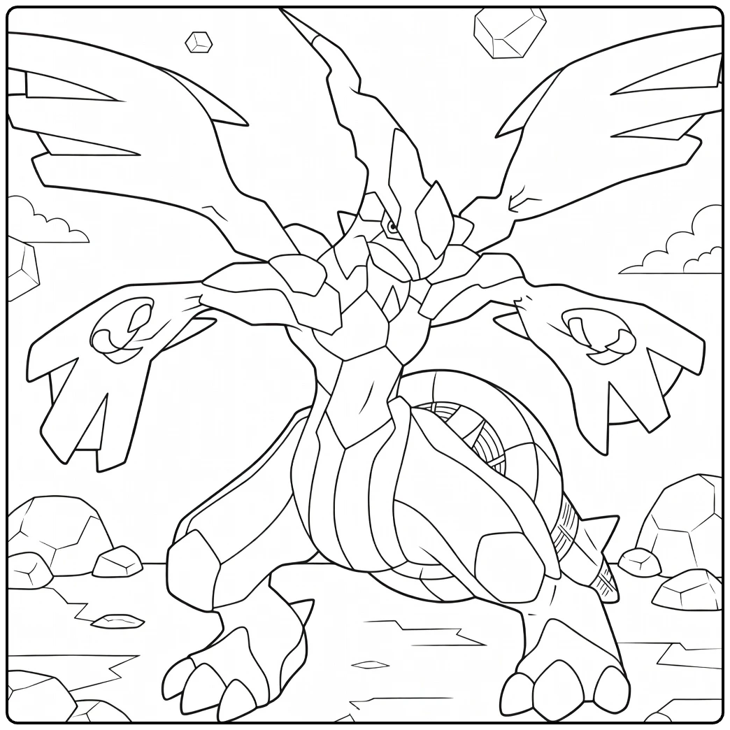Reshiram Kleurplaat: legendarische Pokémon draak te kleuren