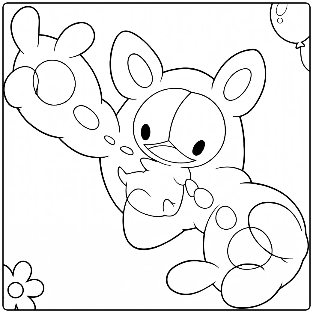 Reuniclus Kleurplaat schattige Pokémon in te kleuren