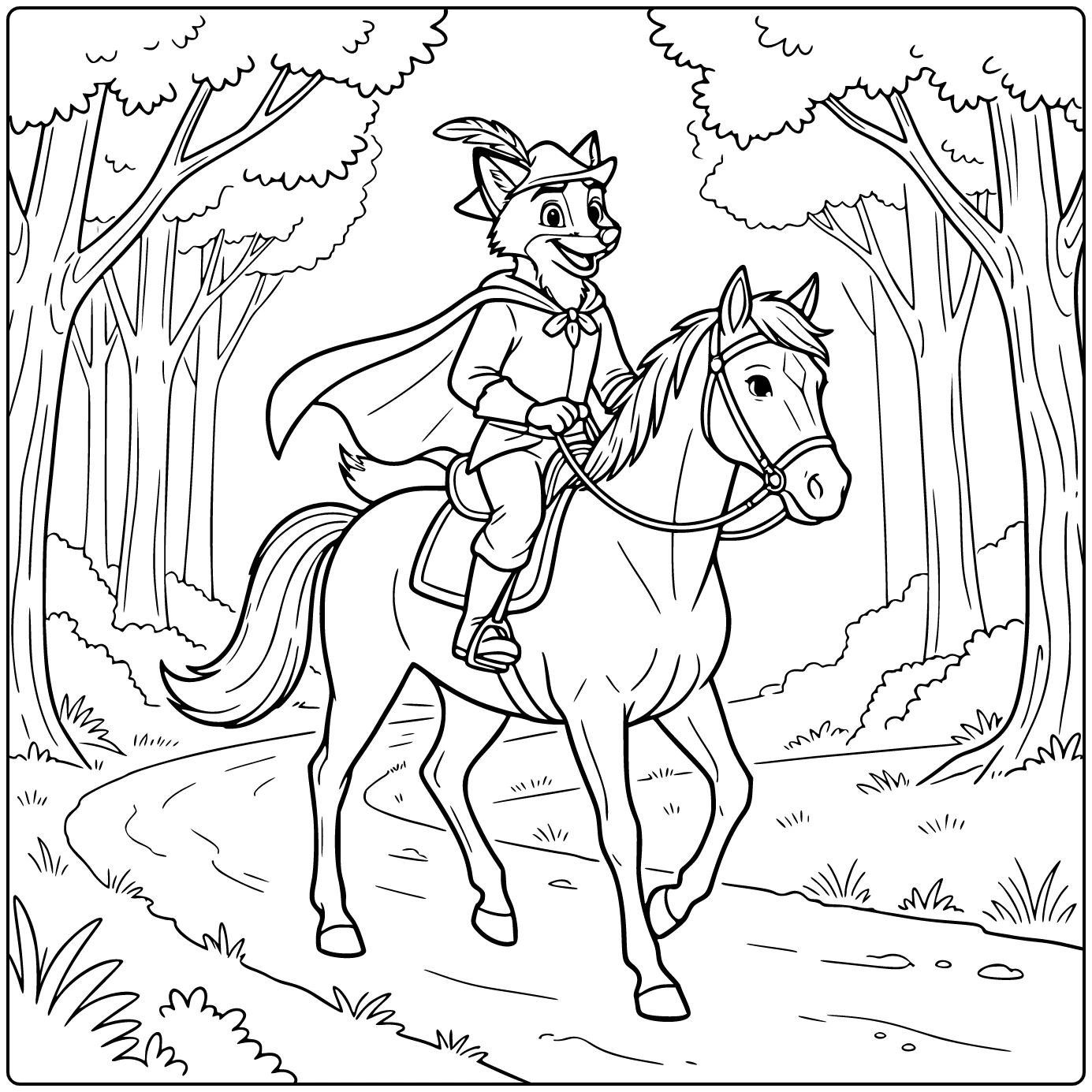 Robin Hood kleurplaat heroïsche Disney vos avonturier