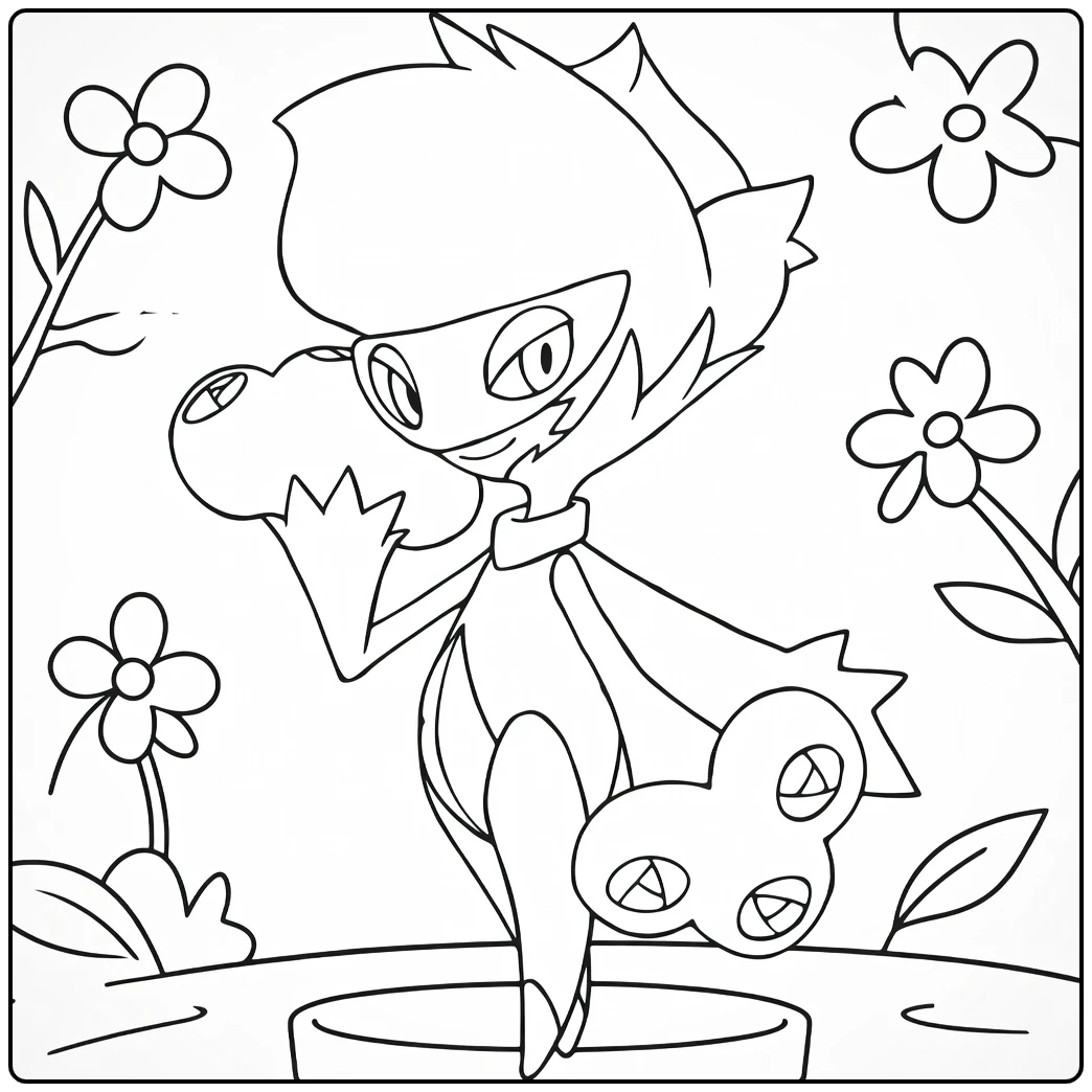 Roserade Kleurplaat: Pokémon met rozen, bessen en bloemen