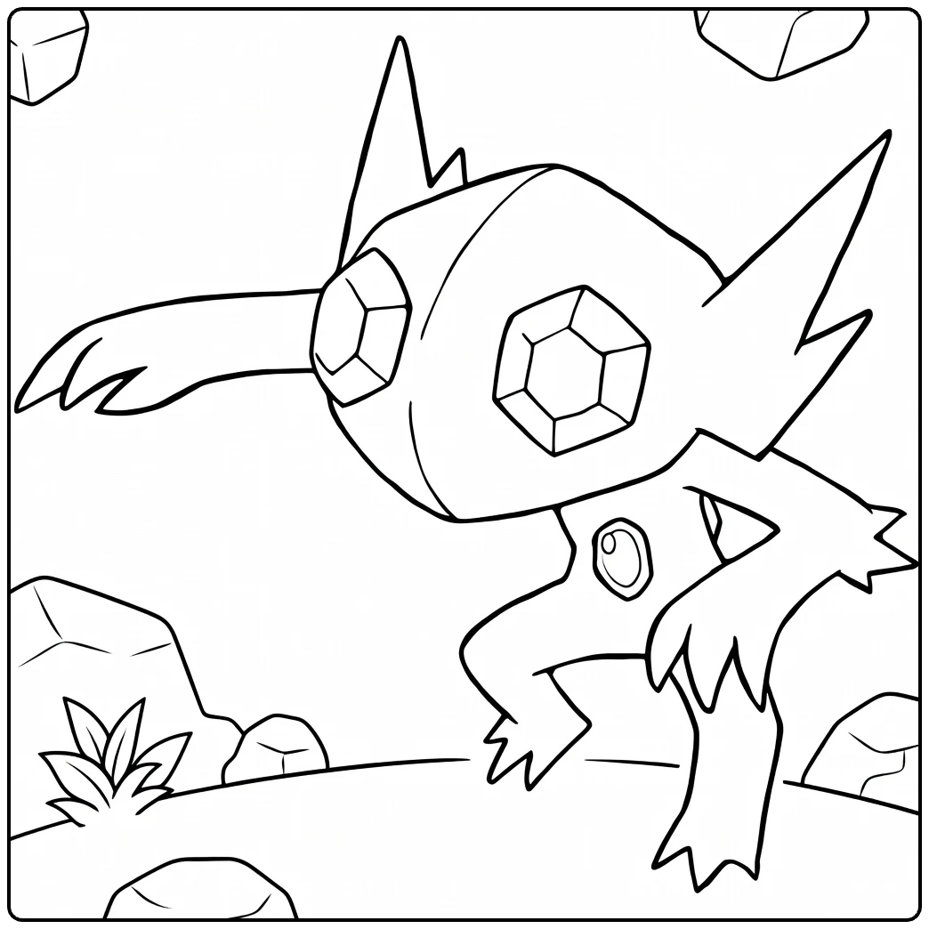 Sableye Kleurplaat met diamantogen en klauwen
